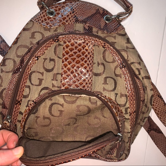 Guess mini snake skin patterned brand name logo backpack - Picture 6 of 16